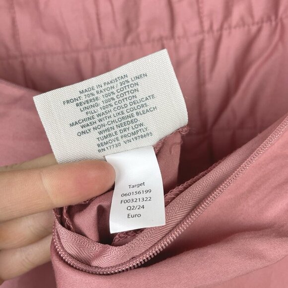 Casaluna Dusty Rose Quilted Pillow Cases Euro Shams Pink Linen Blend Square - Picture 7 of 11